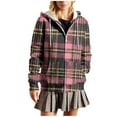 thumbnail image 2 of Ounisa Women's Flannel Hooded Plaid 2025 Shacket Thick Coat Winter Coat for Warmth Button down Warm and Fuzzy Fleece Jacket, 2 of 6