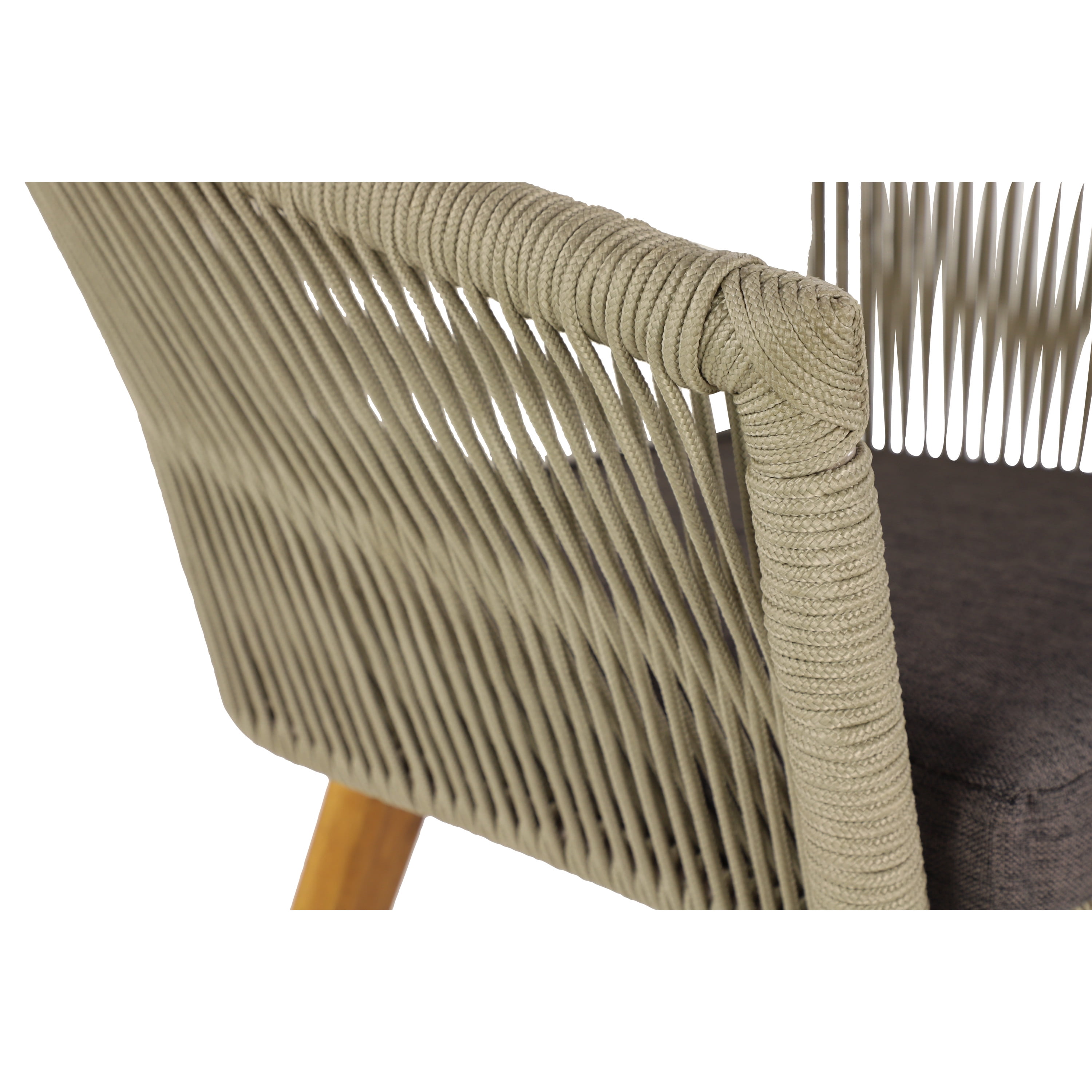 DecMode Woven Rope Outdoor Dining Chair with Polyester Cushions and Slender Tapered Legs - Wood - Set of 2 - Light Brown