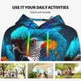 thumbnail image 4 of Honeii Modern Style Blue Parrot Pattern Womens Oversized Hoodies Long Sleeve Sweatshirts Pullover Fall Outfits with Pocket-X-Large, 4 of 7