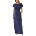 thumbnail image 3 of Jinhomg Womens Nursing Pregnancy Dress Trendy Off-Shoulder Ruffle Maxi Dresses Plus Size Comfy Maternity Dress for Baby Shower Dark Blue XXL, 3 of 10
