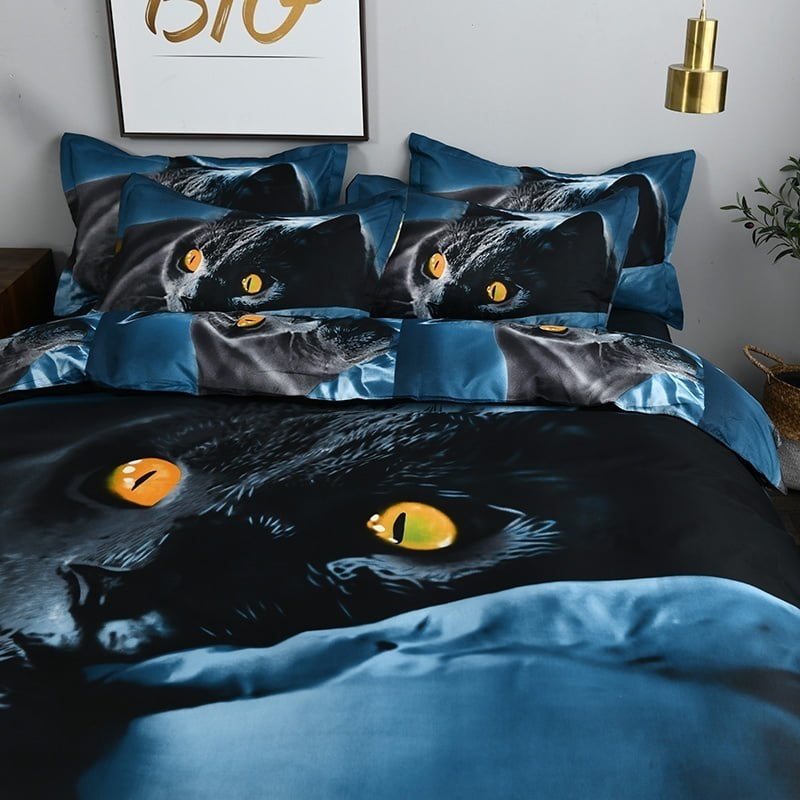 Cartoon Black Cat Twin 3d Bedding Set, Duvet Covers For Teenage Girl Uk