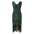 thumbnail image 5 of MSJUHEG Wedding Guest Dresses For Women Green Dress Women'S Vintage Dress Sexy Sleeveless Dress 1920S Sequin Beaded Tassels Party Night Flapper Gown Dress Women'S Formal Dresses Green S, 5 of 7