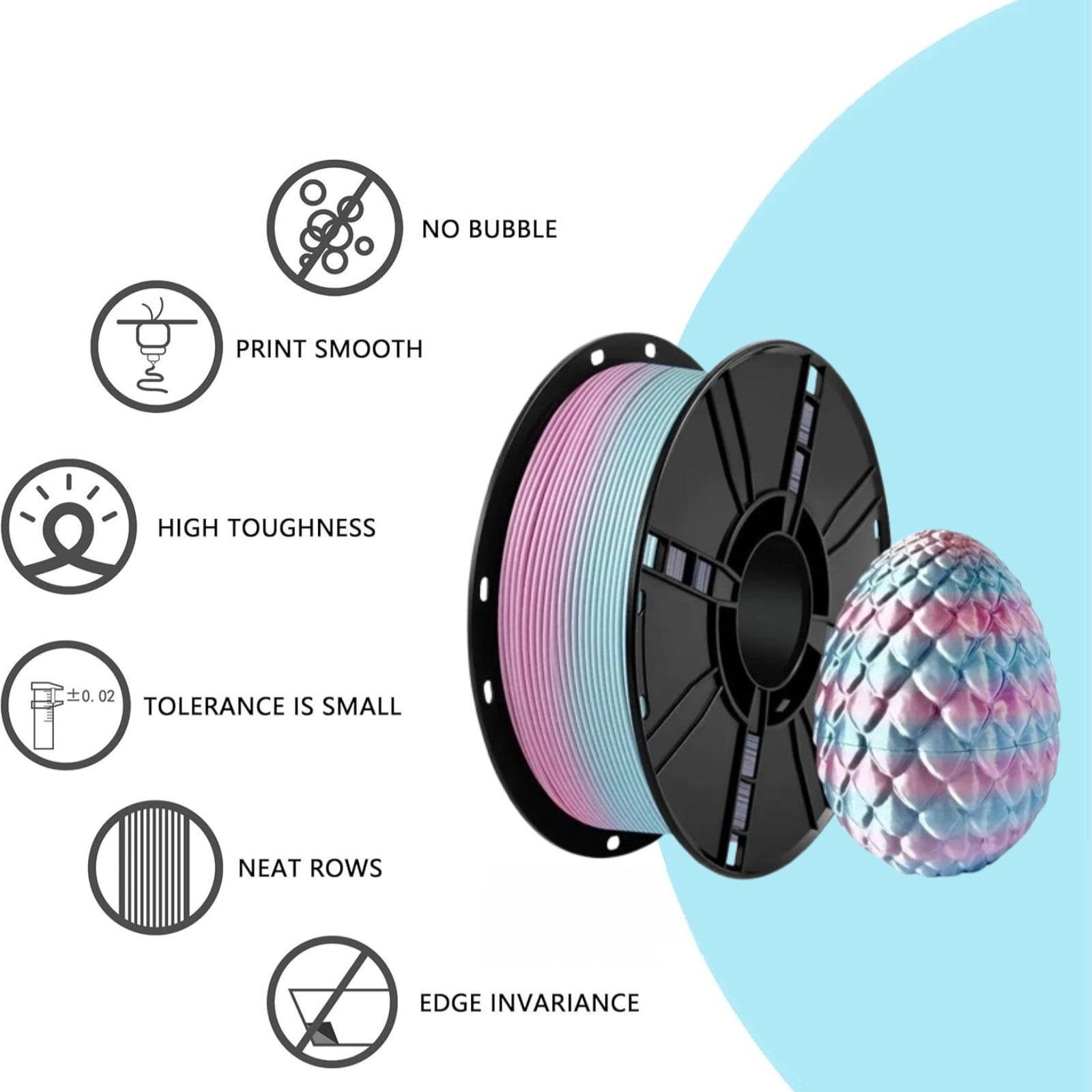 PLA Silk 3D Printer Filament 1.75mm, Dimensional Accuracy +/- 0.02 mm, 1KG Spool (2.2lbs) Fits Most FDM 3D Printers