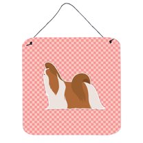 Carolines Treasures BB3646DS66 Shih Tzu Checkerboard Pink Wall or Door Hanging Prints