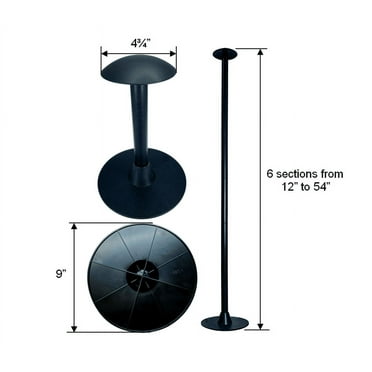 Pactrade Marine Boat Pontoon Cover Support Pole Adjustable Height 12" to 54" ABS Black Plastic Tall Short Round Base