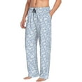 thumbnail image 3 of Mens Pajama Pants - Soft Sleep & Lounge Pants for Men, Gray white floral Cuteness Casual PJ Bottoms Pants with Pockets, 3 of 5
