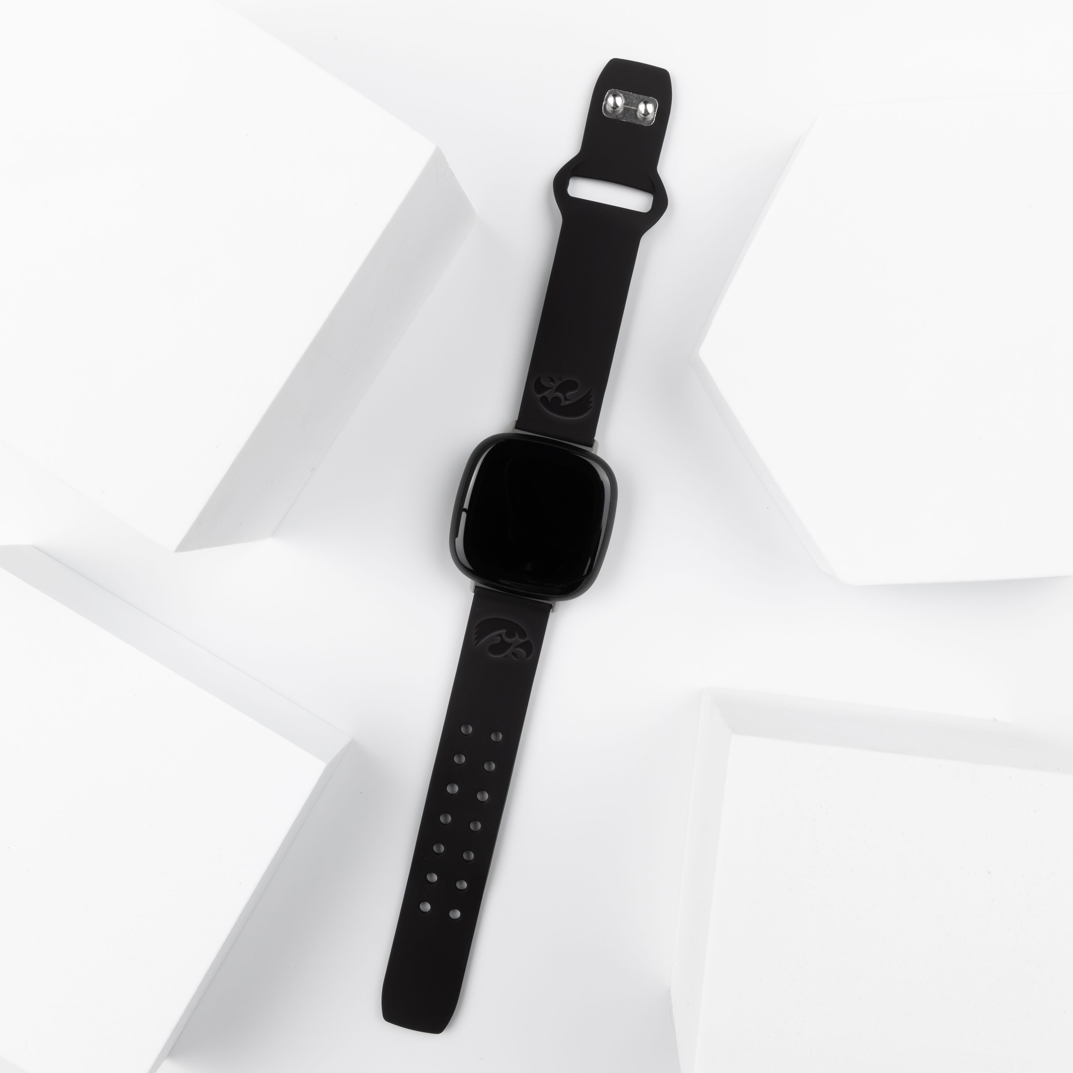 Iowa Engraved Silicone Unisex Watch Band for Fitbit Versa 3 and Sense (Black) by Affinity Bands