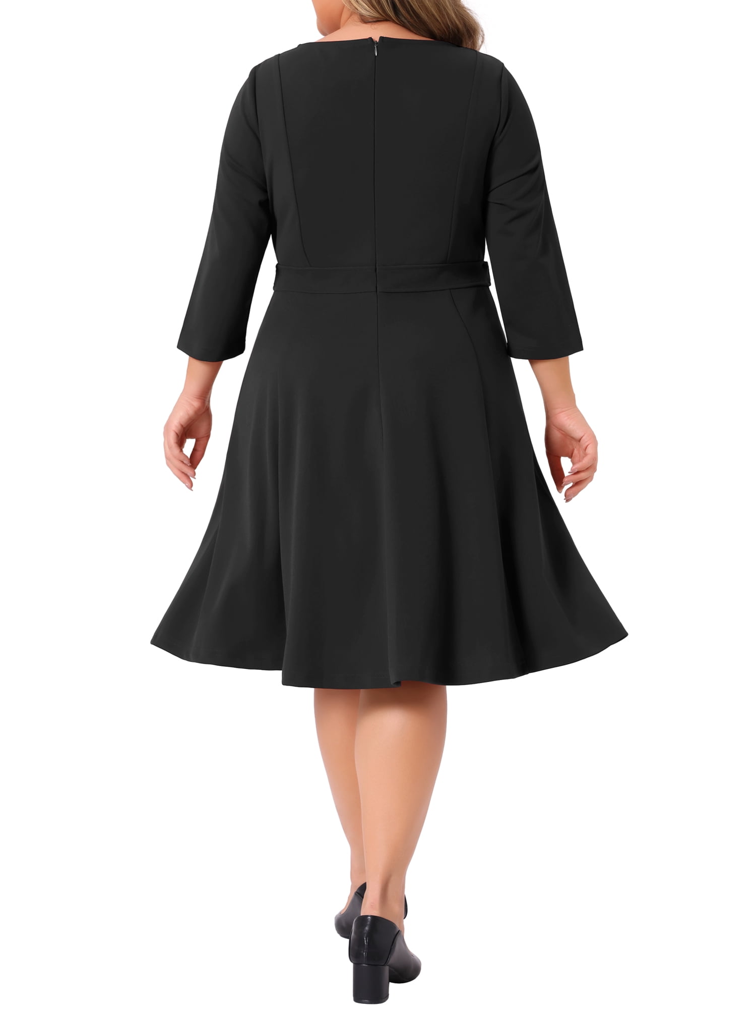 DARING DIVA Women's Plus 3/4 Sleeve Vintage Cocktail Dress 2X Black
