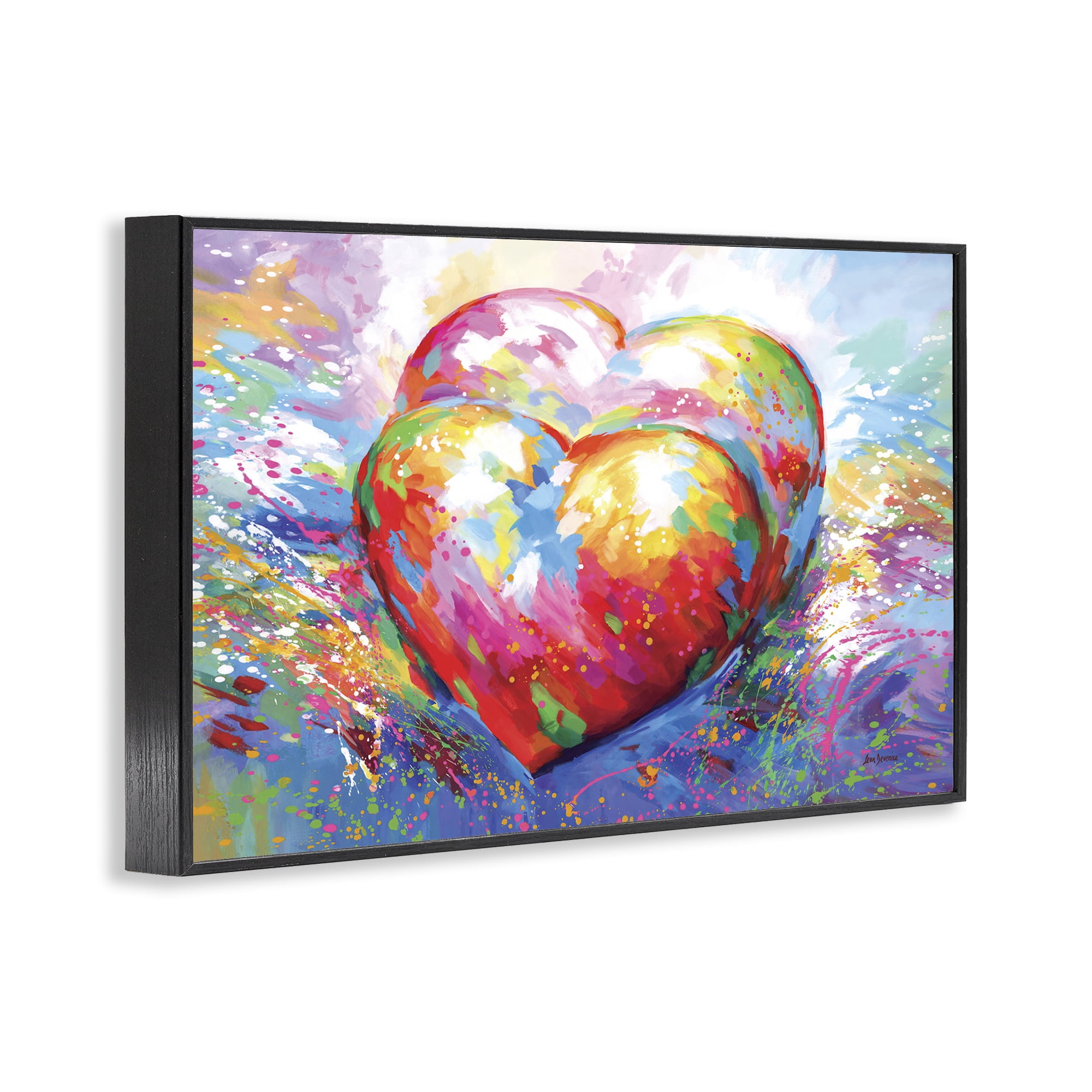 Stupell Industries Forever In My Heart Abstraction Abstract Painting Black Framed Art Print Wall Art, 18 x 12
