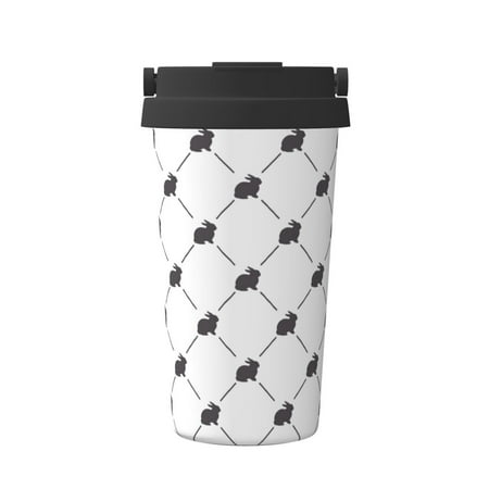 

KLL Black Rabbit Pattern Stainless Steel Vacuum Insulated Tumbler - Carry Insulated Coffee Mug - Reusable Insulated Cold Brew Iced Coffee Cup Thermos