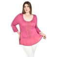 thumbnail image 1 of Blusa con detalle de encaje Roman Fashion /Tallas Extras, 182 (Magenta) fucsia oscuro 42, 1 of 5