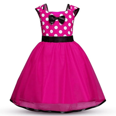 Minnie Mouse Dress Girls' Polka Dots Princess Party Cosplay Pageant Fancy Costume Tutu Dress