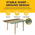 thumbnail image 4 of Teal Brown Table Cloths for 3 Foot Rectangle Tables, Farmhouse Rustic Wooden Plank Board Patio Waterproof Elastic Fitted Tablecloths, Washable Rectangular Table Cover for Camping, 4 of 8