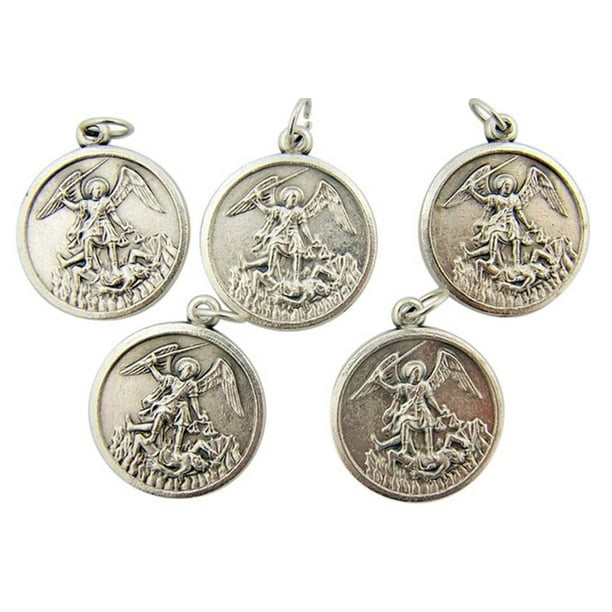 Religious Jewelry - Silver Tone St Michael the Archangel Medal Pendant ...