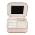 thumbnail image 2 of Jewelry Case Double Layer Portable Pink Necklace Hook Design Convenient Handle Travel Jewelry Box, 2 of 7