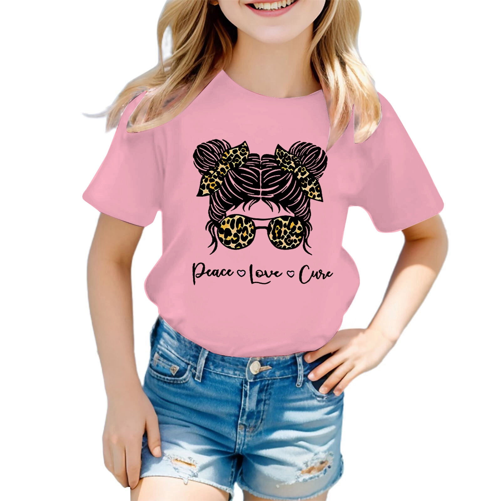 TZEWGL Hauts pour Enfant Impression Graphique Col Rond Manches Courtes Vêtements pour Bébés Taille 3-4T