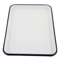 Dayesque White Enamel Rectangular Baking Pan for Cakes Cookies Grilling Vintage Style Kitchen Camping Cookware