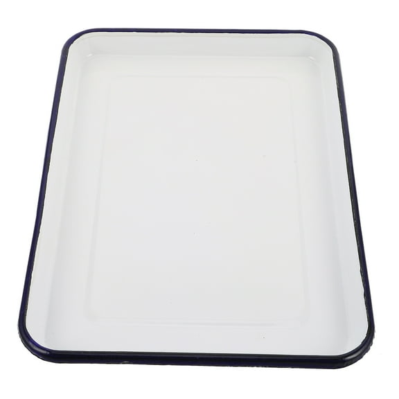 Dayesque White Enamel Rectangular Baking Pan for Cakes Cookies Grilling Vintage Style Kitchen Camping Cookware