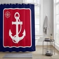 thumbnail image 4 of Anchor Shower Curtains for Bathroom, Compass Nautical Navy Blue Red Washable Fabric Shower Curtain with Hooks Waterproof Bathroom Decor Sets, 72 x 96 Inches, 4 of 9
