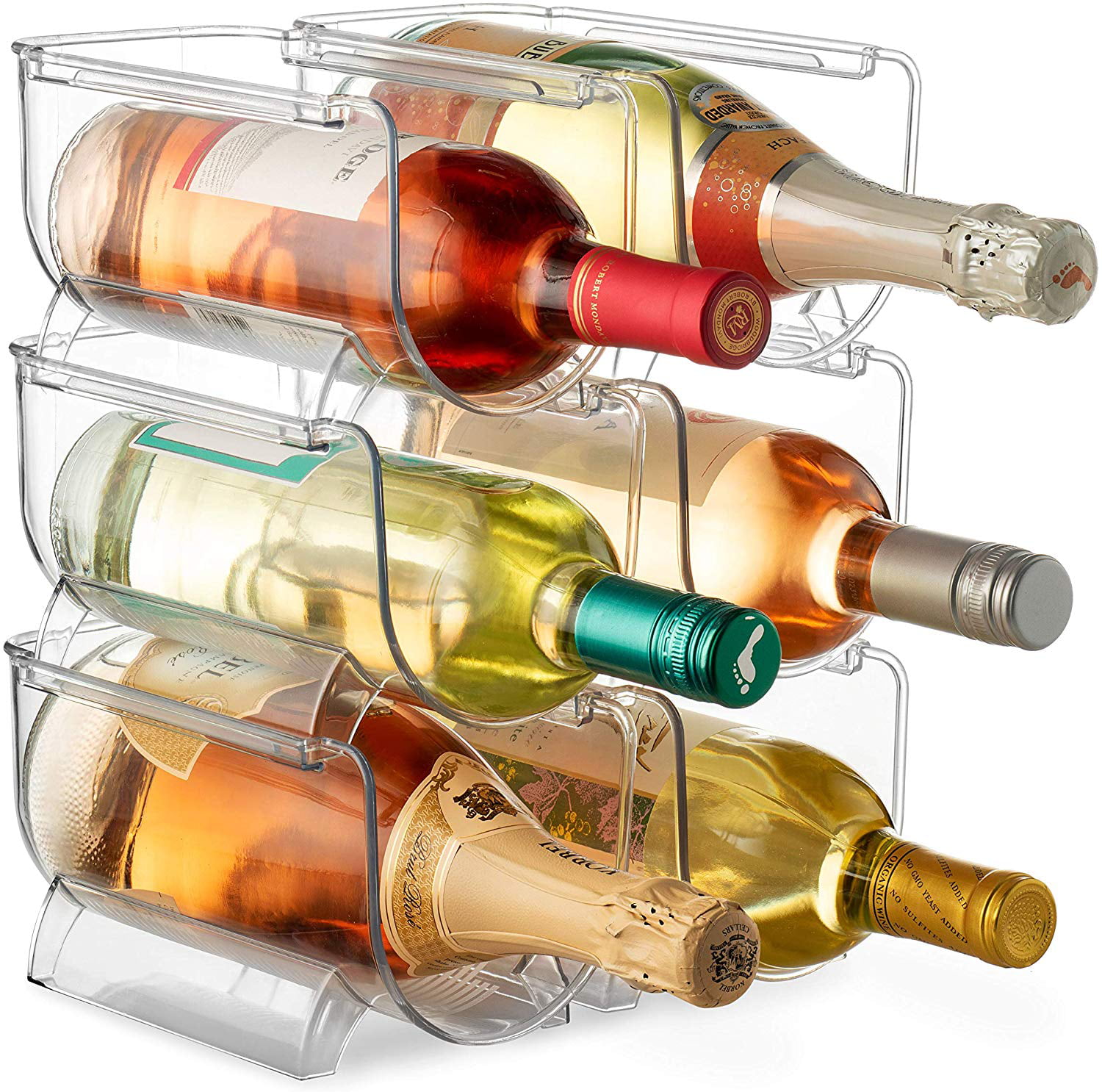 Clear Wine Bottle Organizers Stackable Plastic Wine Rack Holder for Kitchen 