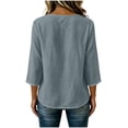 thumbnail image 6 of Women's Plain Vacation Elbow Sleeve Shirts Summer Classy Crewneck Casual Blouse Lightweight Loose Fit Trendy Cruise Tees for 2026, 6 of 8