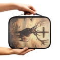 thumbnail image 2 of FKELYI Vintage Elk Cross Print PU Leather Bible Cover Zippered Bible Bags with Handle Large Capacity Bible Carrier Book Organzier Holder for Christian Scripture Protector, 2 of 6