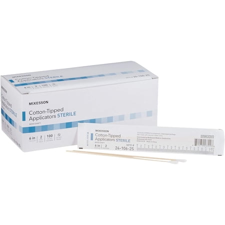 Sterile Cotton Tipped Applicators, 6 Inch, Box of 200 – Medical Cotton Swabs for Wound Care, Cleaning, and Application, Wooden Shaft, Disposable