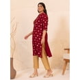 thumbnail image 4 of XL LOVE By Janasya Indian Women's Plus Size Plus Size Brick Red Crepe Foil Printed Straight kurta, 4 of 5