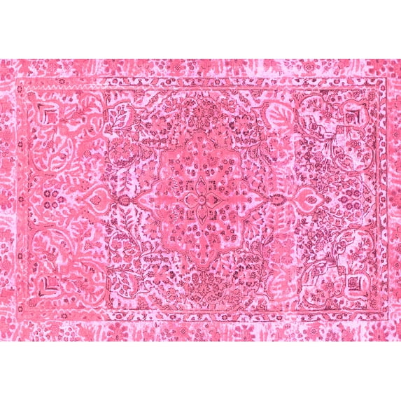 Ahgly Company Indoor Rectangle Abstract Pink Modern Area Rugs, 7' x 9'