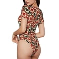 thumbnail image 2 of Saiise Motif Jetons de Poker Combinaison à Manches Courtes pour Femmes Col Rond Pyjama Justaucorps Extensible avec Fermeture à Pression-TG, 2 of 7