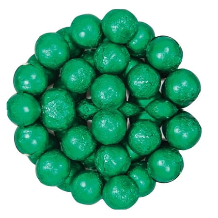Wrapped Chocolate Balls - Dark Green Foil Wrapped Milk Chocolate Balls, (10 Pounds)