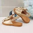 thumbnail image 3 of Girls Sandals Open Toe Bowtie Ankle Strap Flat Beach Shoes Summer Vacation Casual Slip on Flower Girl Dress Shoes Gold 5.5 Big Kid, 3 of 6