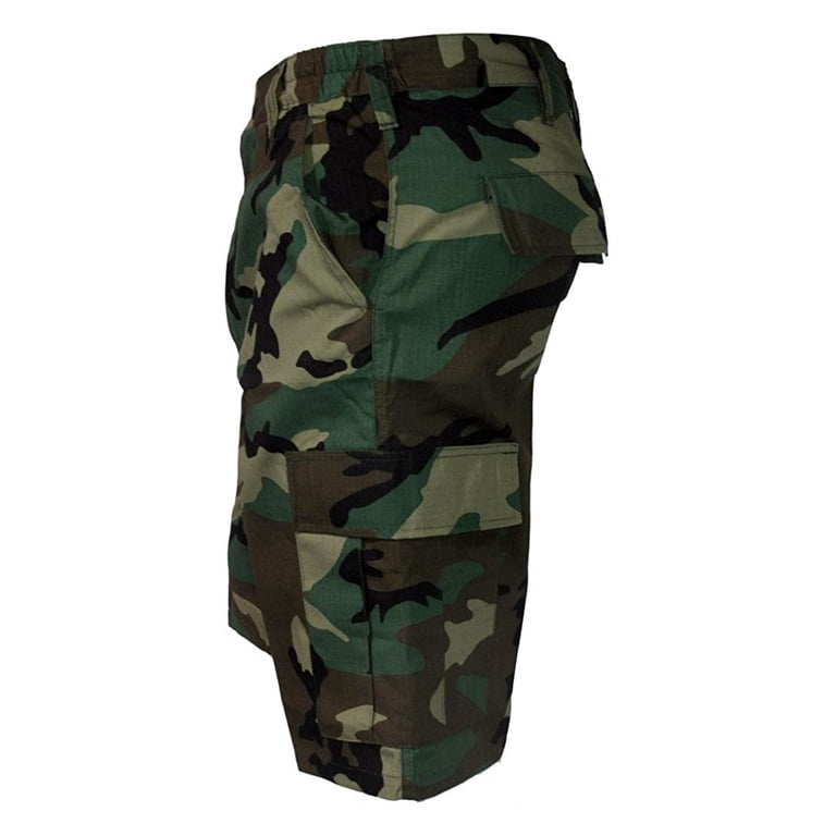 Mafoose Men's Woodland Camo Cargo Shorts, Rip-Stop BDU, Small