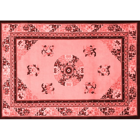 Ahgly Company Indoor Rectangle Oriental Red Asian Inspired Area Rugs, 2' x 5'