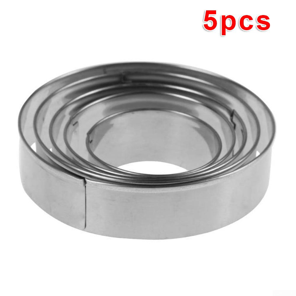 5 Set Round Circle Stainless Steel Cookie Cutter Biscuit DIY Baking Pastry Mould