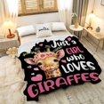 thumbnail image 4 of Just A Girl Who Loves Giraffes Blanket Lightweight Cozy Flannel Fleece Throw Blanket Best Gift Home Decor for Bed Couch Outdoor Camping 50"x40" S for Kids, 4 of 6
