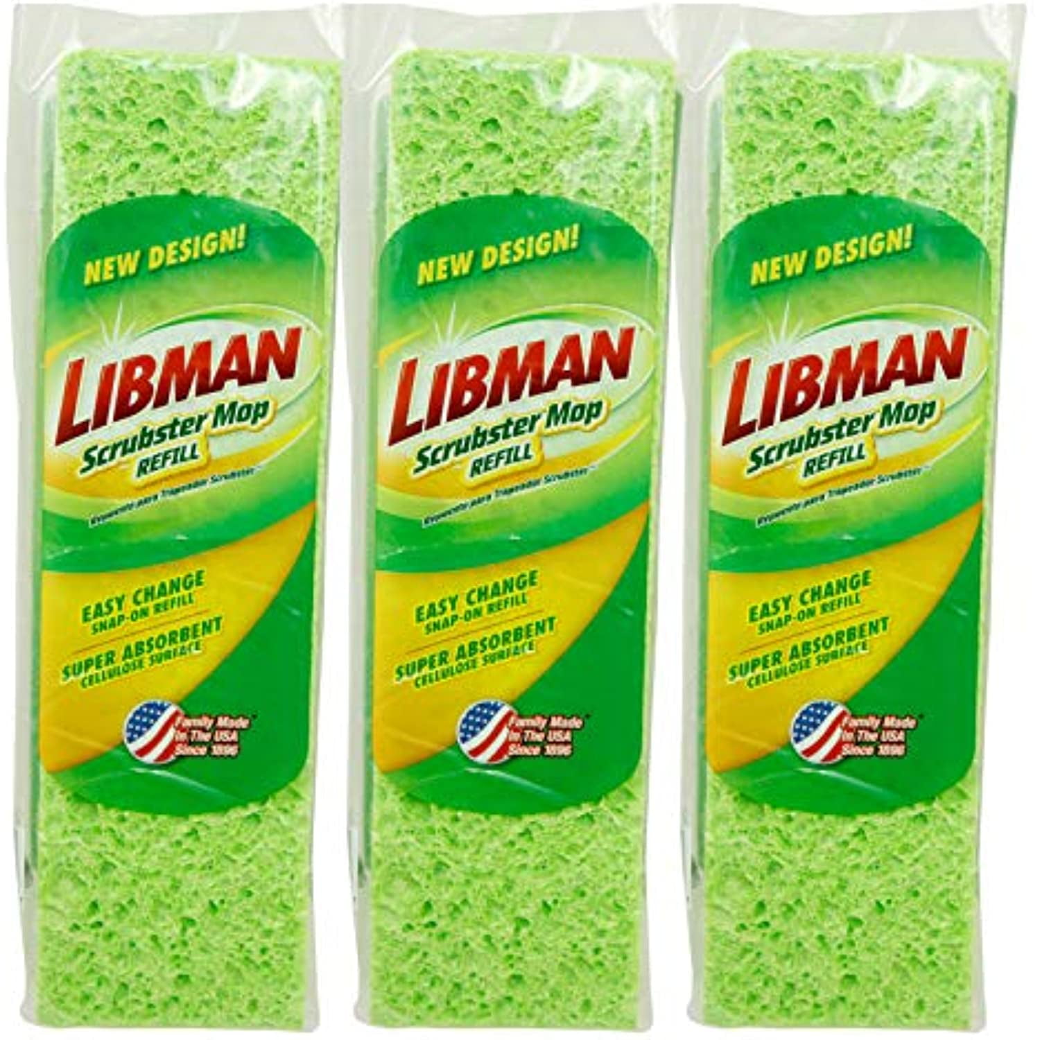 Libman 3Pack Scrubster Mop Refills, Green, 3