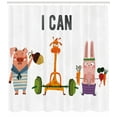 thumbnail image 3 of Ambesonne Fitness Shower Curtain, Animals Exercise, 69"Wx70"L, Multicolor, 3 of 3