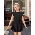 thumbnail image 7 of Arshiner Girls Ruffle Short Sleeve Shirts Cute Summer Frill Neck Pleated Textured Blouse Tops, 7 of 7