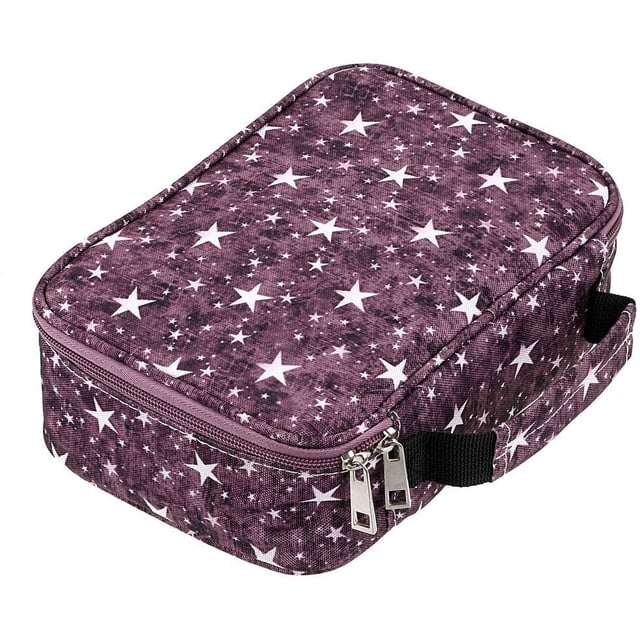 High Capacity Zipper Pens Pencil Case- Multi-Functional Stationery Pencil Pouch 72 Slots Colored Pencil Case Portable Pencil Bags With 2 Removable Sleeves(Purple Star)