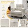 thumbnail image 6 of Gymax Mid-century Modern Accent Armchair with Thick Pillow & Cushion Studded Chair Beige, 6 of 8
