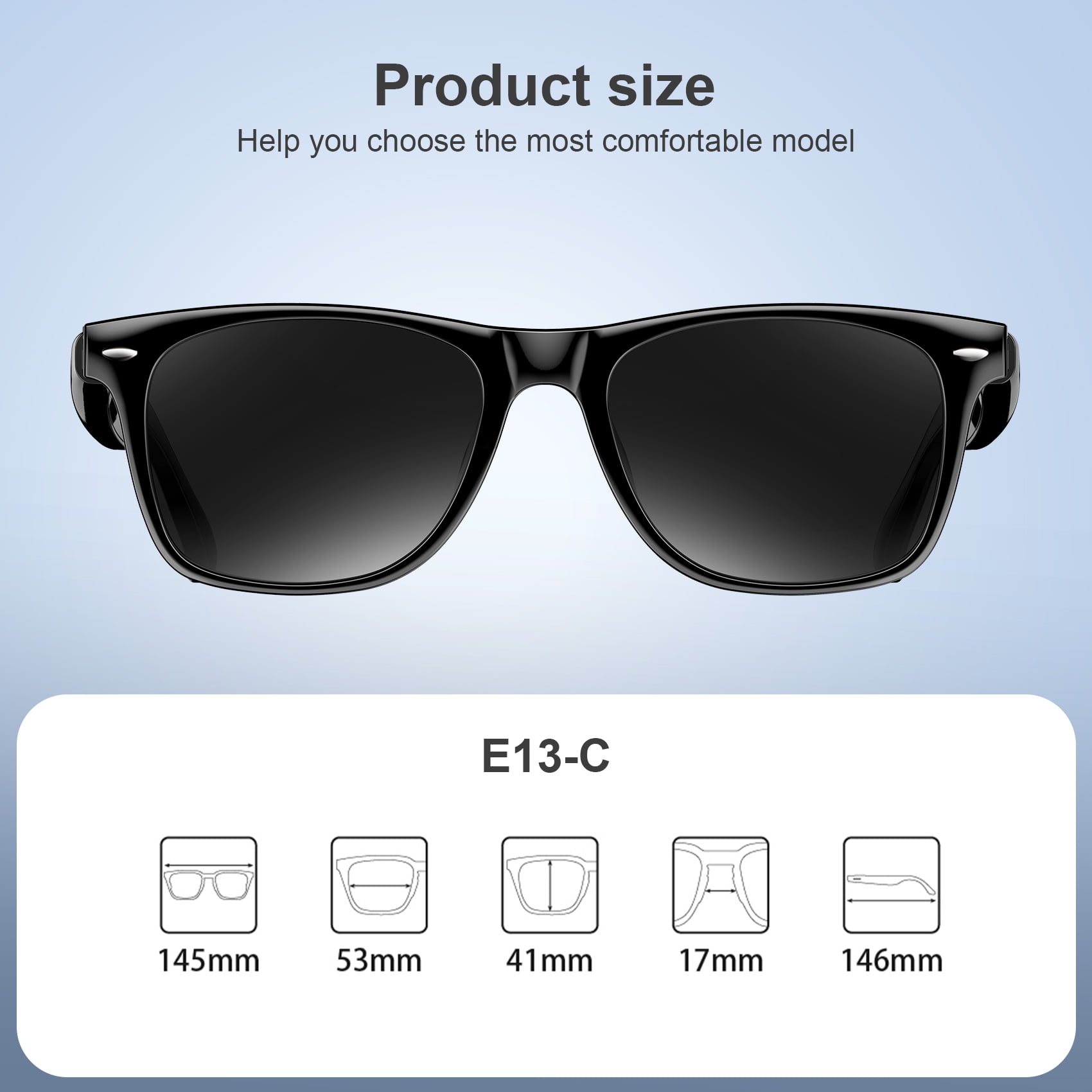 Blackview Smart Glasses Wireless Bluetooth, Fashion Sunglasses for Office, Outdoor Sports, Unisex Smart Glasses for Men and Women, Music Playback, Hands-free Calling