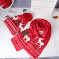 thumbnail image 2 of Honganda Beanie Scarf Plush Gloves Sets Reindeer Tree Pattern Christmas 2/3Pcs Set for Women Men, 2 of 4