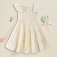 thumbnail image 2 of larppty Toddler Girl Dress Ruffle Sleeveless Princess Dresses, Summer Dress Beach Sundress（Yellow, 18-24 Months）, 2 of 3