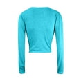 thumbnail image 3 of Slim Long Sleeves Tees For Women Cozy Pure Color Front Pleated Tops Juniors Fashion V Neck Crop Blouses Teen Girls Casual Tunic Pullover Clothes, 3 of 3