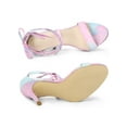 thumbnail image 4 of BLISSFUL STEP Women's Sandals Tie Dye Lace-Up Stiletto Heel Open Toe Sandals Blue Pink 10, 4 of 7