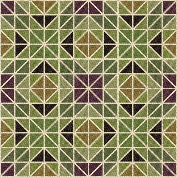 Ahgly Company Indoor Square Patterned Ginger Brown Green Area Rugs, 5' Square