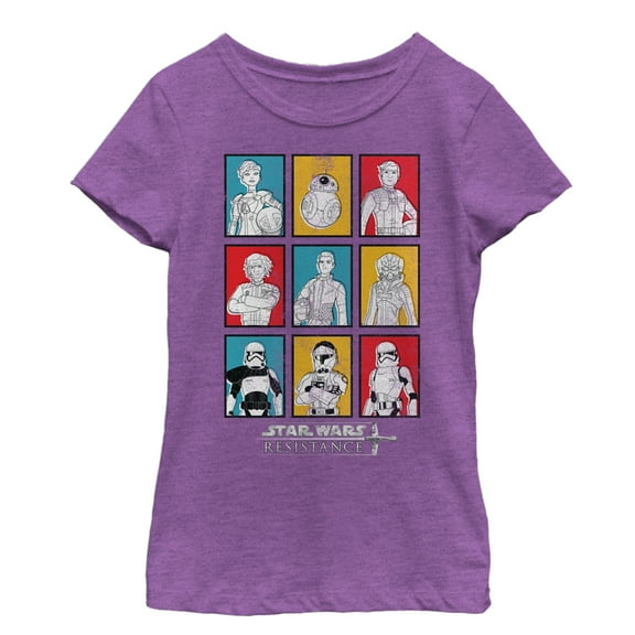 Girl's Star Wars Resistance Character Bingo  Graphic Tee Purple Berry Large