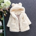 thumbnail image 2 of Baywell Toddler Girls Winter Fleece Coat Kids Hooded Faux Fur Jacket Baby Warm Outwear Beige 2-3T, 2 of 9