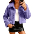 thumbnail image 5 of Women's Cropped Faux Fur Cardigan, Short Plush Jacket, Open Front Shawl Collar Coat, Luxurious Evening Wrap, Soft Elegant Bolero, Night Out Cover Up Purple XL, 5 of 7
